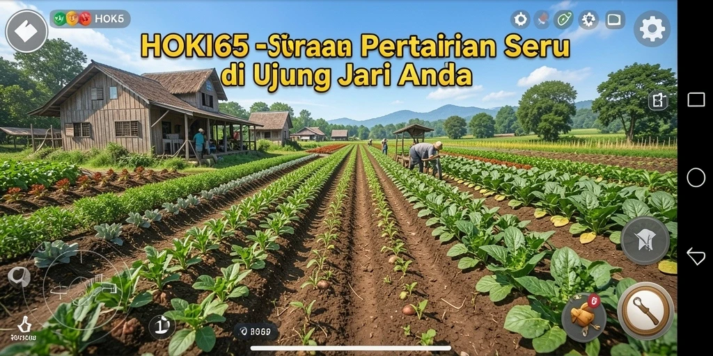 Tampilan gameplay HOKI65 yang menakjubkan dengan pertanian yang subur.