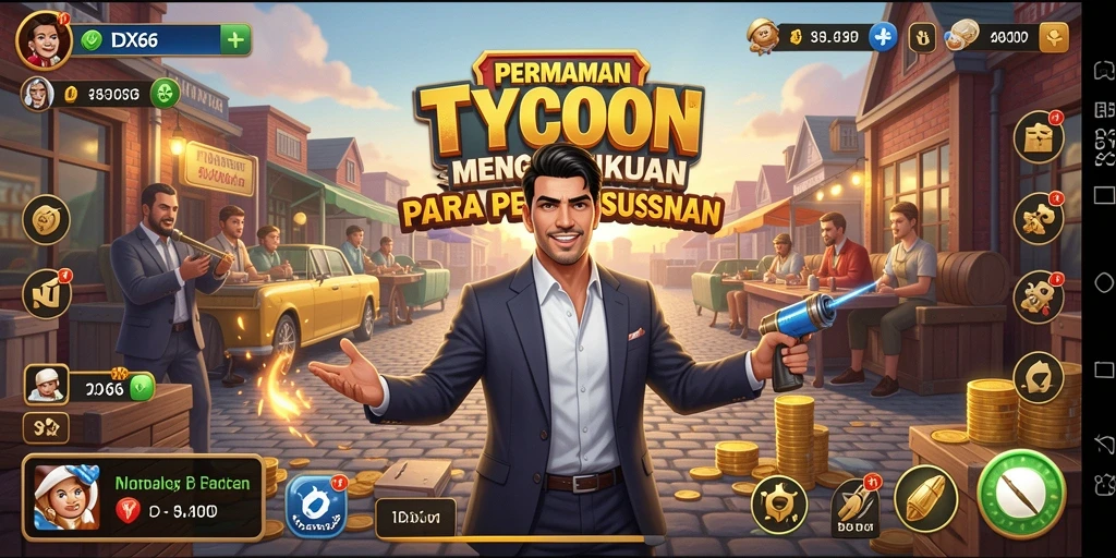 Tampilan menarik gameplay IDX66 yang penuh strategi Tycoon.