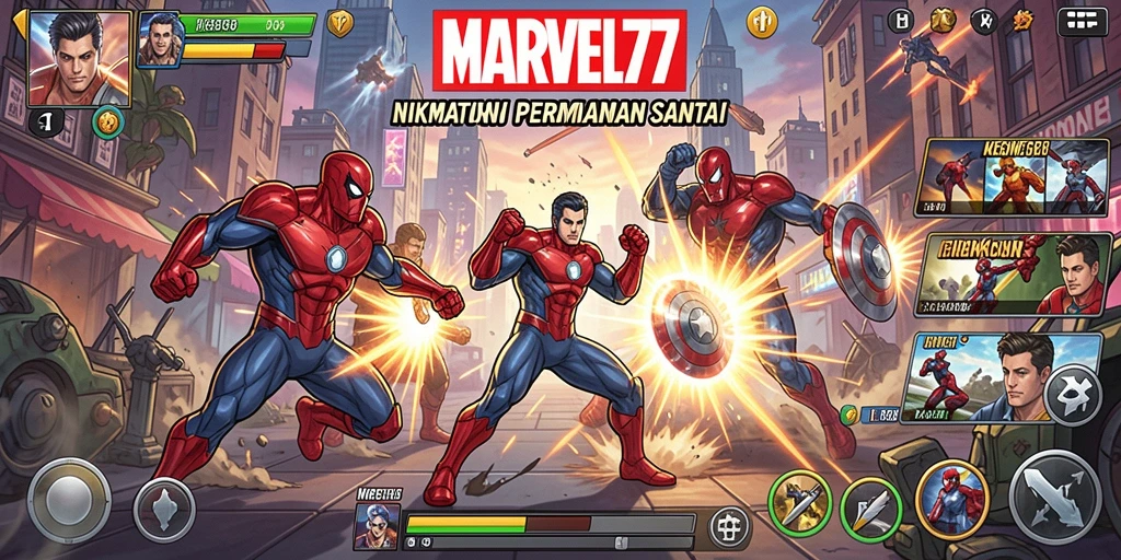 Tampilan gameplay utama dari MARVEL77 yang menghibur dan santai.