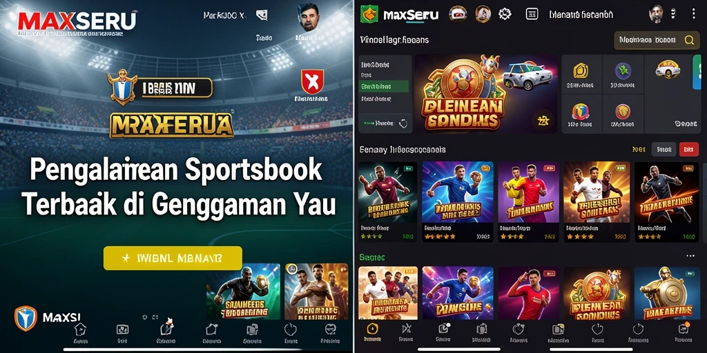 Tampilan menarik dari aplikasi MAXSERU saat menampilkan taruhan olahraga.