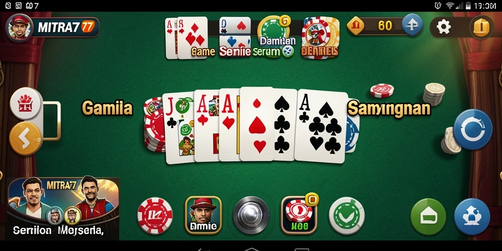 Screenshot gameplay MITRA77 menampilkan serunya permainan domino.