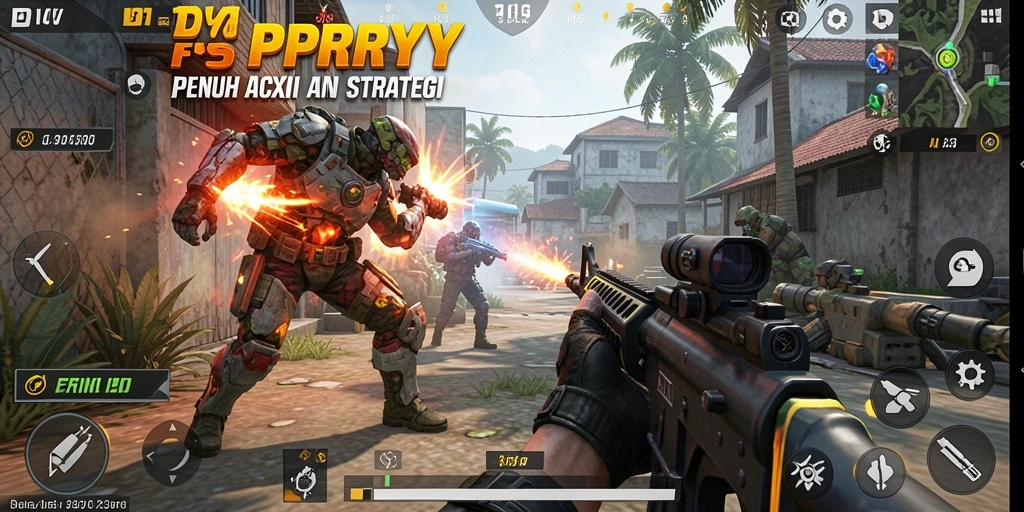 Screenshot utama PPRRYY menampilkan aksi gameplay FPS yang mendebarkan.