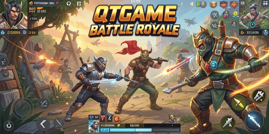 Tampilan gameplay epic dalam QTGAME dengan pertempuran sengit dan strategi yang menantang.