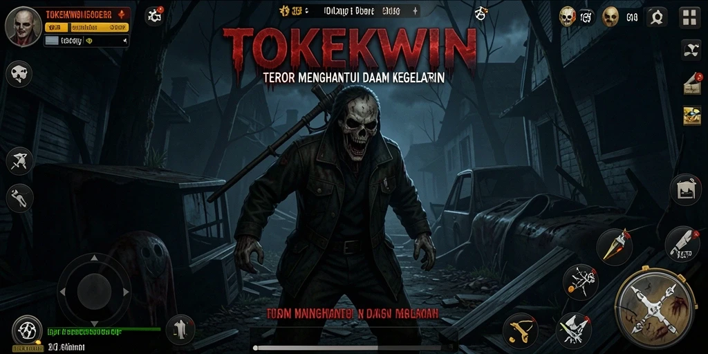 Tangkapan layar menampilkan gameplay mencekam dari TOKEKWIN di sebuah lokasi gelap.
