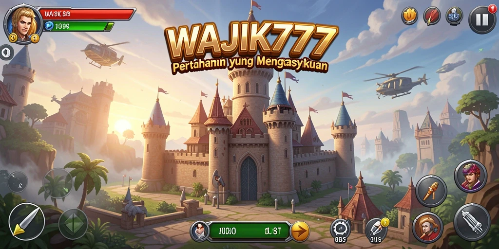 Tampilan seru gameplay Tower Defense di WAJIK777 dengan berbagai menara dan musuh.